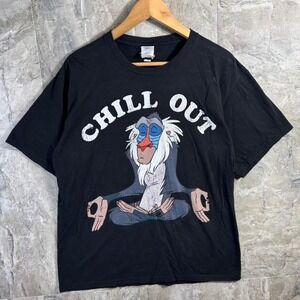 Disney The Lion King Rafiki Chill Out Meditation black cotton t-shirt Size L